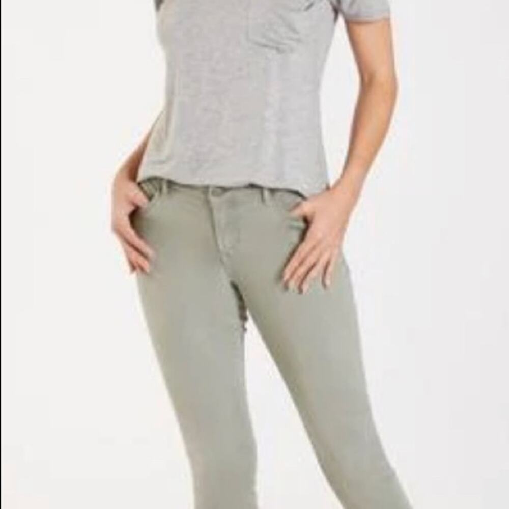 Dear John Joyrich Comfort Skinny Raw Cutout Hem Jeans Cactus Green Size 32
